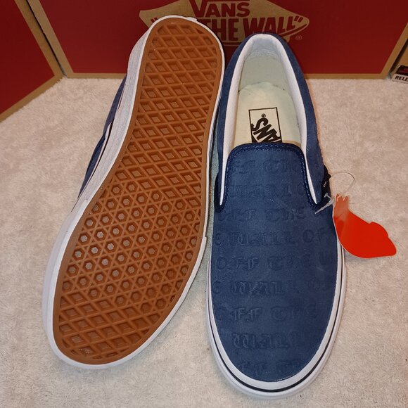 Vans Men's 6.5/Women's 8 Slip On Debossed "Off The Wall" Blue RARE - Picture 4 of 12